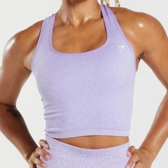 Gymshark Adapt Animal Seamless Lilac Athletic Training Crop Tank  Size S - Picture 1 of 10